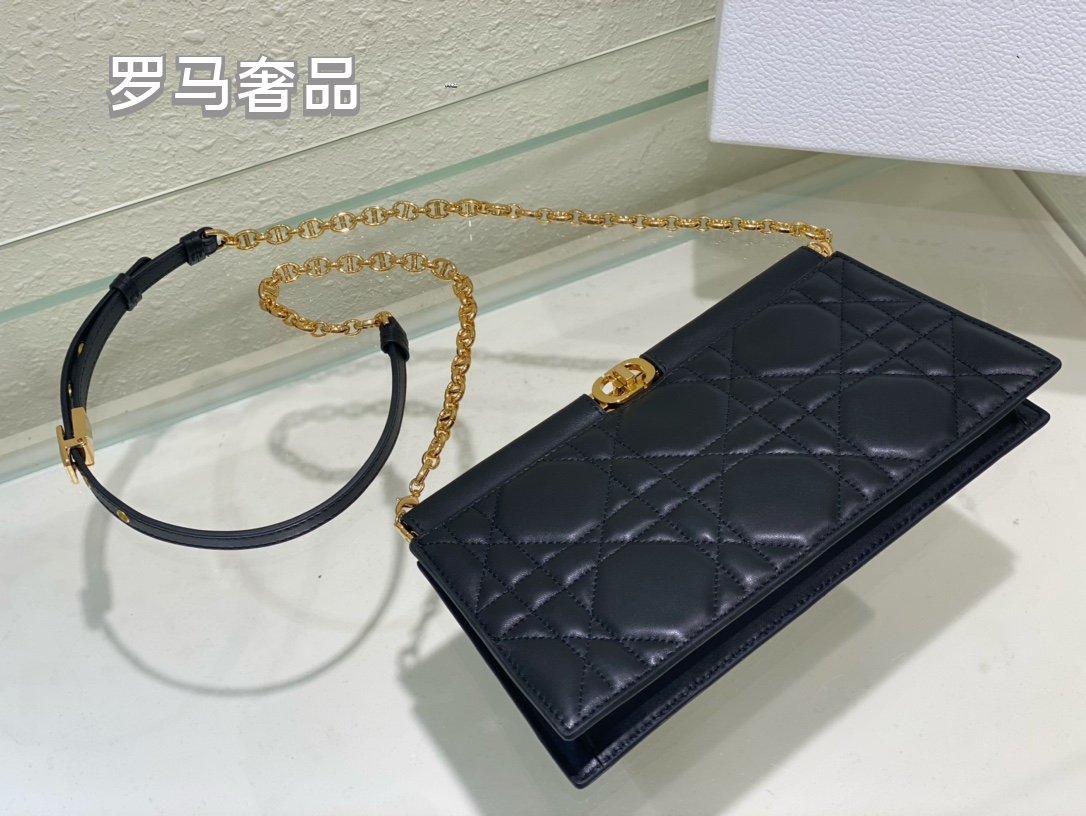 Dior Miss Dior Pouch Black Cannage Lambskin Gold-Finish Chain Bag