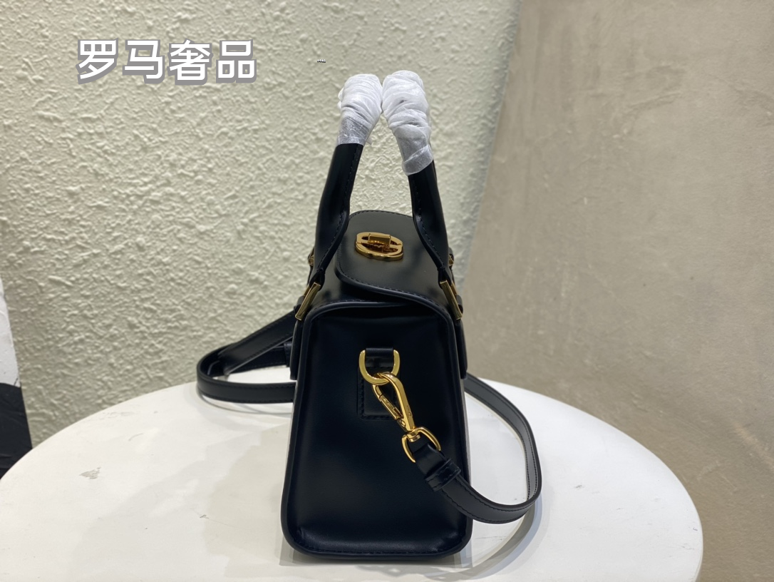 Christian Dior Blue Oblique Canvas Small Top Handle Bag