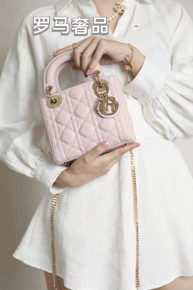 Micro Lady Dior Bag in Pink Lambskin with Heart-Motif Quilting