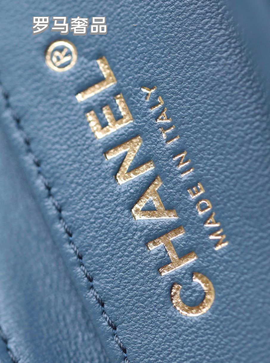 Chanel Mini Flap Bag Blue Quilted Lambskin Gold-Tone Hardware