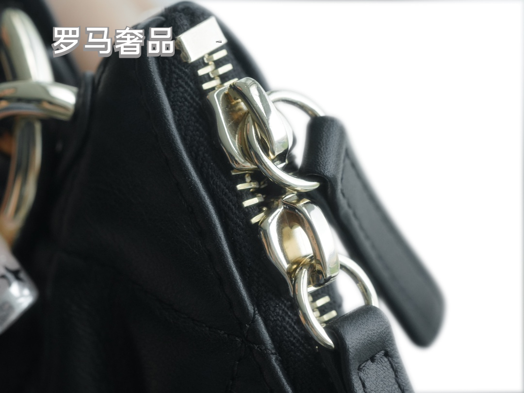 Chanel Black Quilted Lambskin Leather Hobo Bag with Front CC Logo Pocket