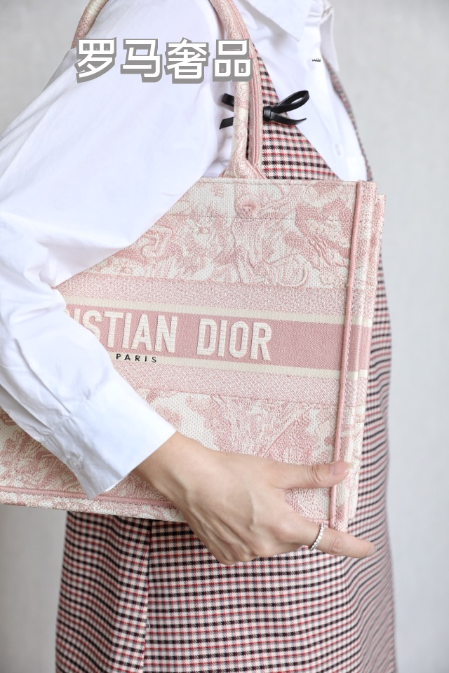 Christian Dior Pink Toile de Jouy Book Tote Bag