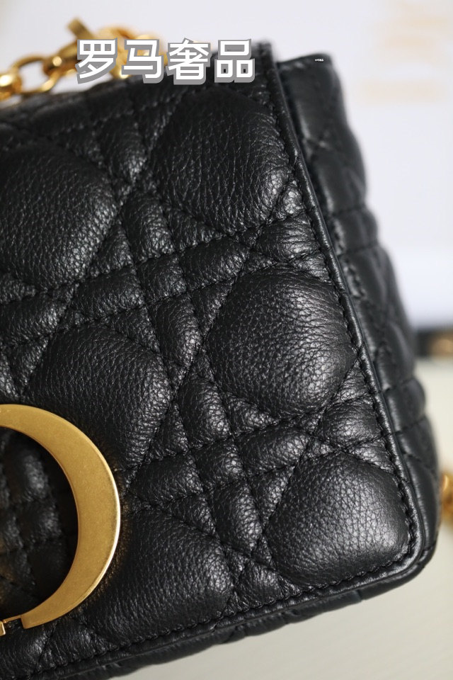 Dior Caro Bag in Black Cannage Calfskin with Gold-Tone CD Logo