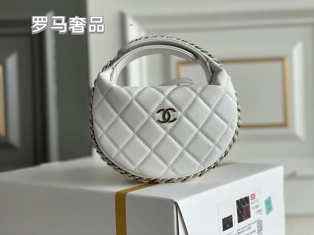 Chanel Quilted Lambskin Small Round Hobo Bag - Black with Gold-Tone Hardware