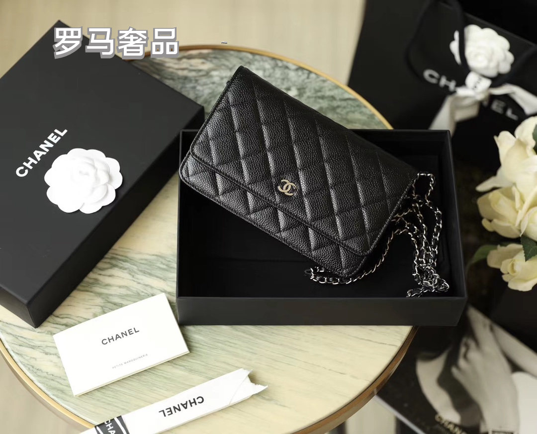 Chanel Classic Wallet on Chain - Black Quilted Lambskin Leather with Silver-Tone Hardware