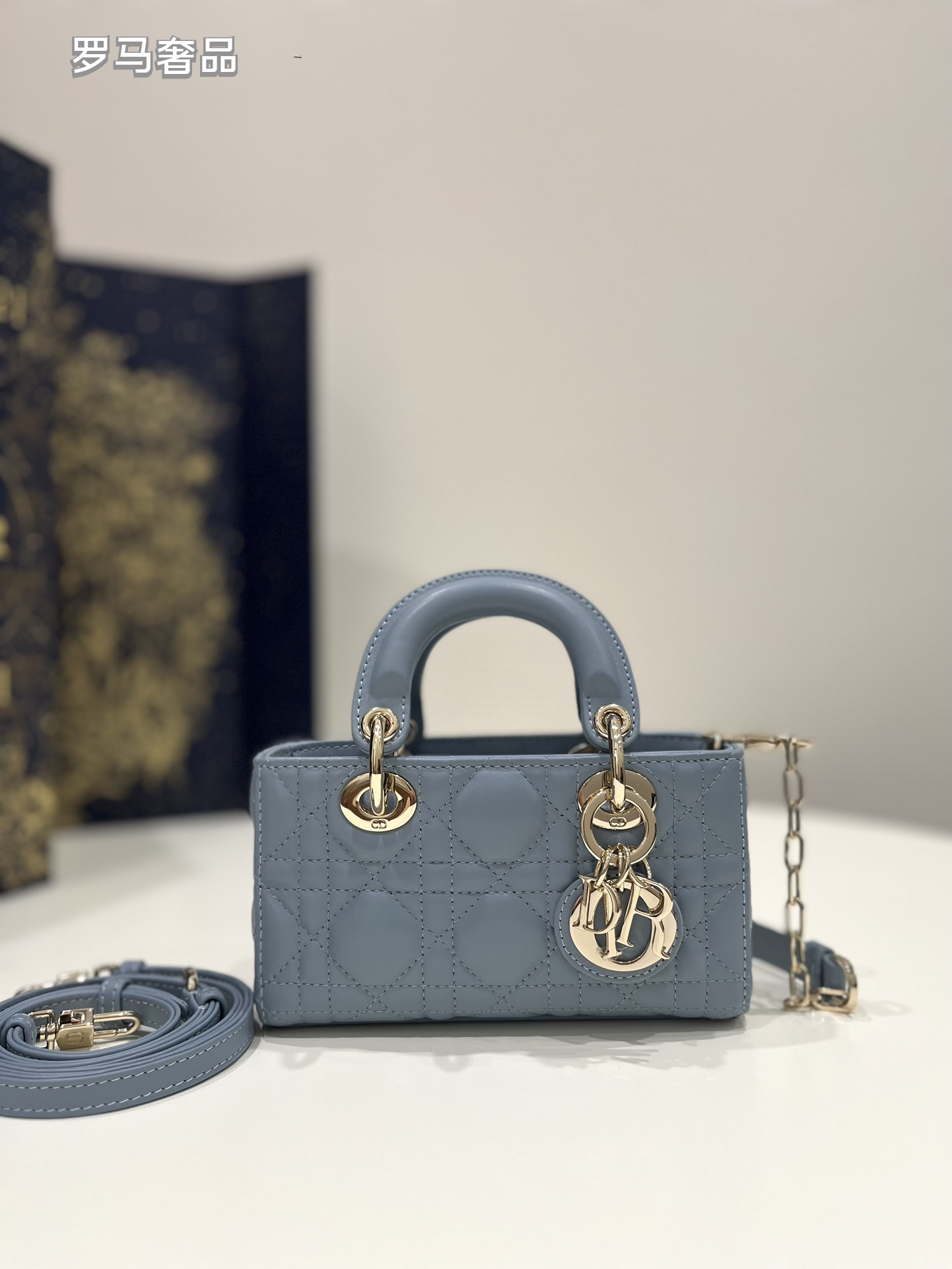 Lady D-Joy Bag - Off-White Cannage Lambskin with Gold-Finish Metal Charms