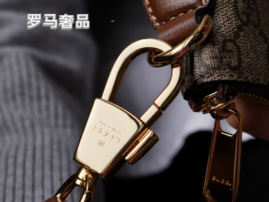 Gucci Classic Monogram Pattern Mini Crossbody Bag with Leather Strap