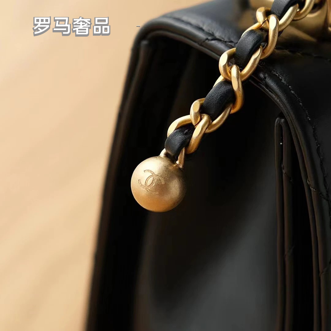 Classic Quilted Leather Flap Bag with Gold-Tone Chain and CC Logo