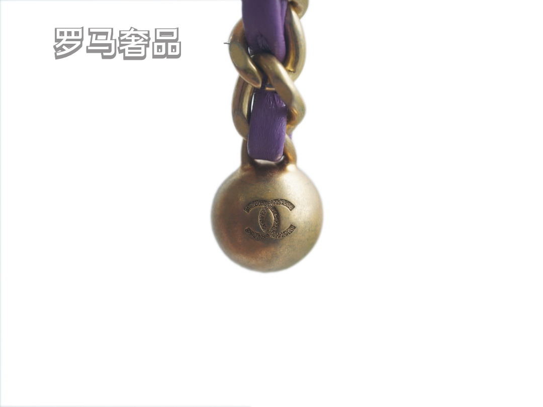 Chanel Mini Flap Bag with Pearl Crush Chain Lambskin Purple Gold Hardware