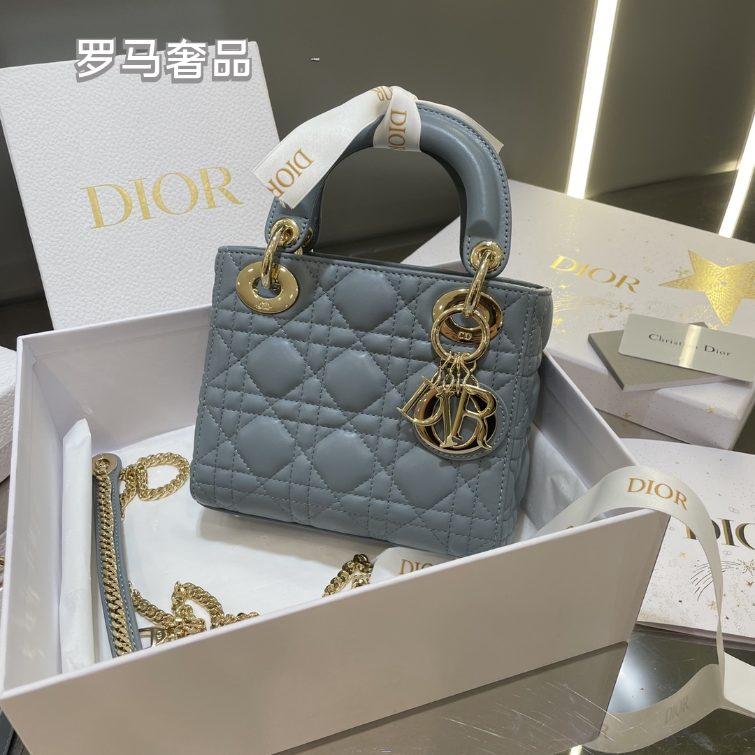 Lady Dior Micro Bag - Black Cannage Lambskin with Gold-Finish Metal Charms