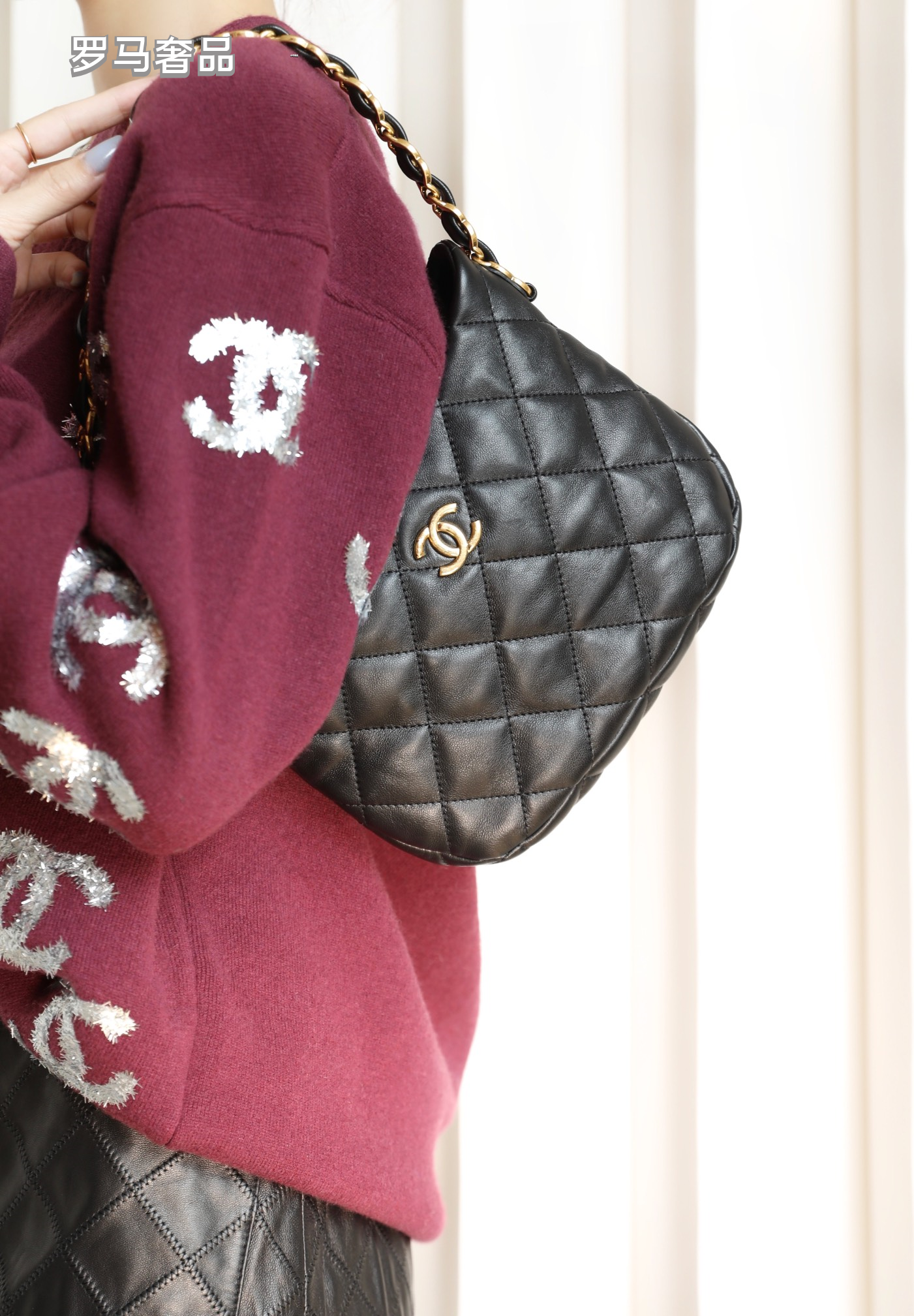 Chanel Small Hobo Bag - Black Quilted Lambskin with Gold-Tone Metal Hardware