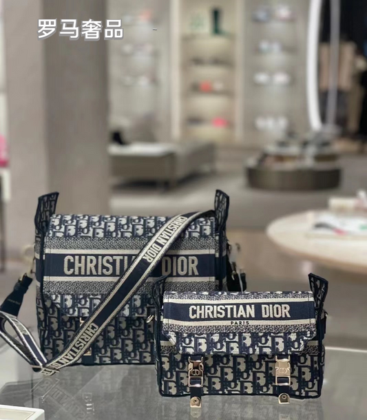 Christian Dior Blue Dior Oblique Embroidery DiorCamp Messenger Bag