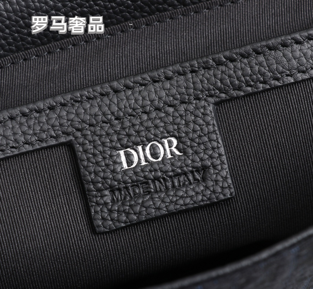 Dior Messenger Bag with Black Leather Flap and Oblique Jacquard Canvas