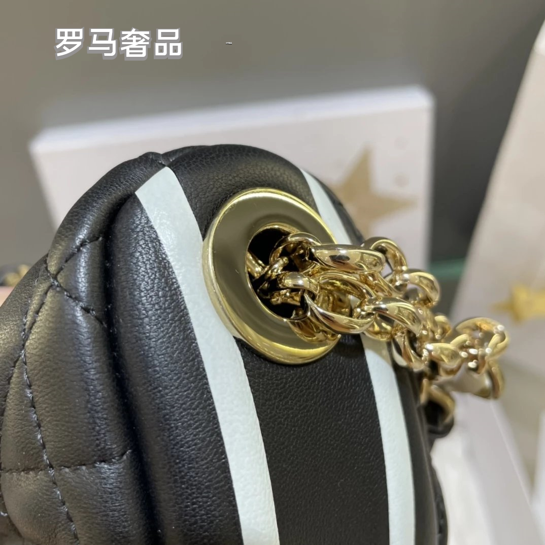 Dior Elegant Black Quilted Leather Shoulder Bag with Gold Chain Strap