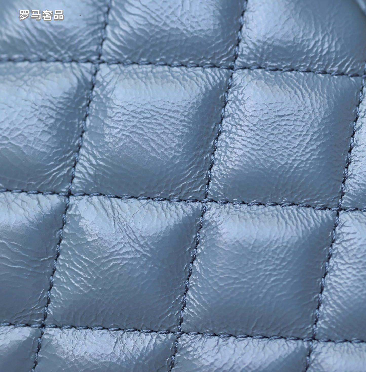 Chanel Quilted Leather Top Handle Flap Bag - Steel Blue with Gold Hardware