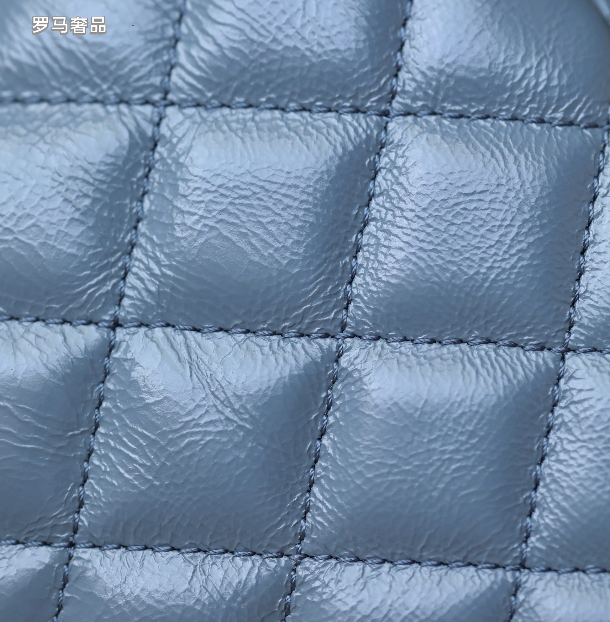 Chanel Quilted Leather Top Handle Flap Bag - Steel Blue with Gold Hardware