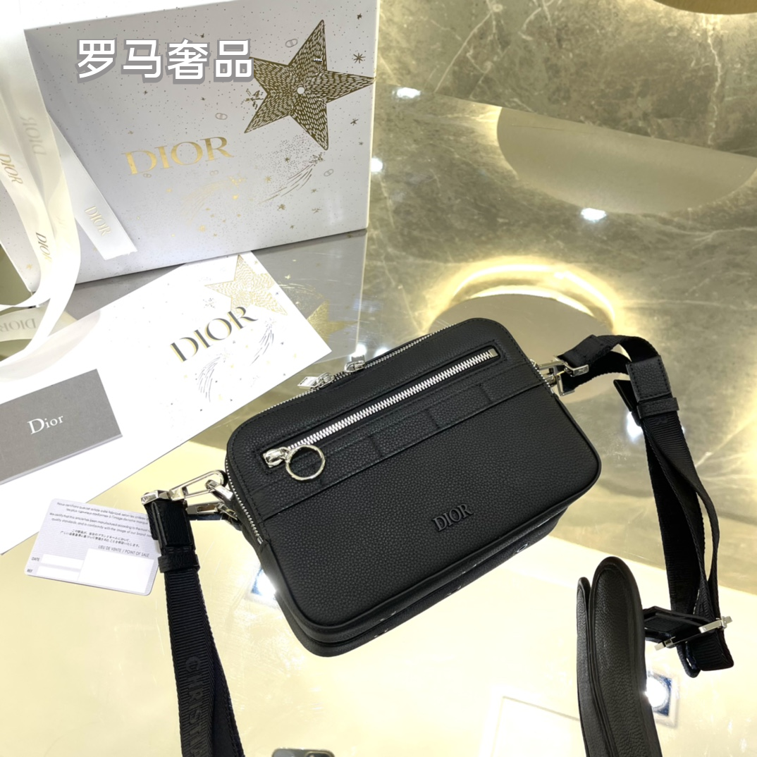 Dior Black Compact Utility Crossbody Bag with Adjustable Shoulder Strap
