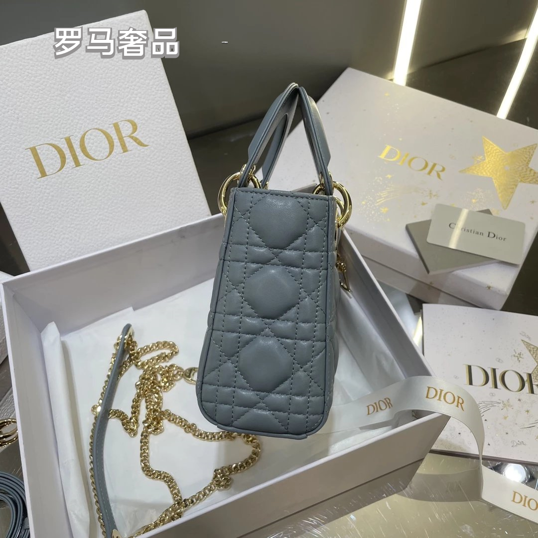 Christian Dior Lady Dior Mini Bag White Cannage Lambskin with Silver-Tone Hardware