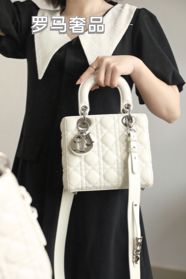 Lady Dior My ABCDIOR Small Handbag in Light Gray Cannage Lambskin
