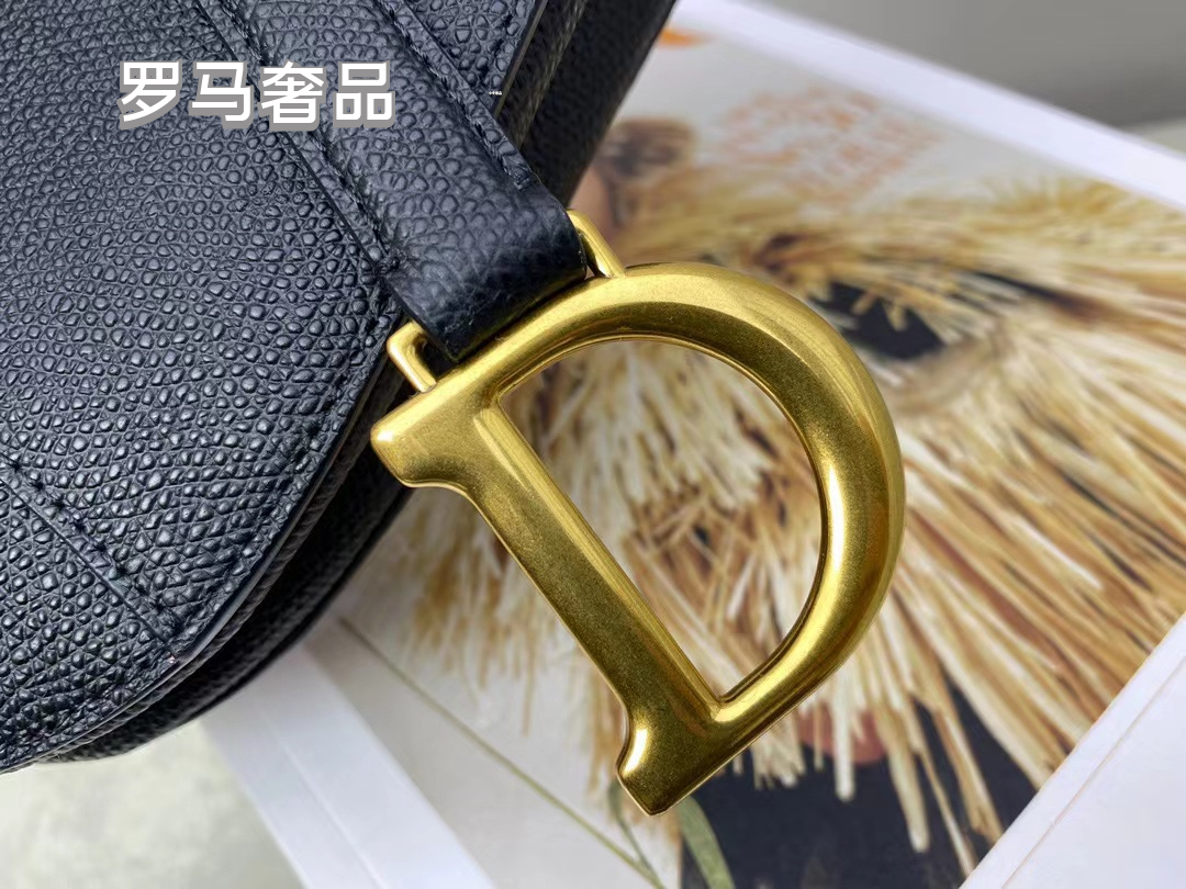Christian Dior White Grained Calfskin Saddle Bag with Gold Hardware