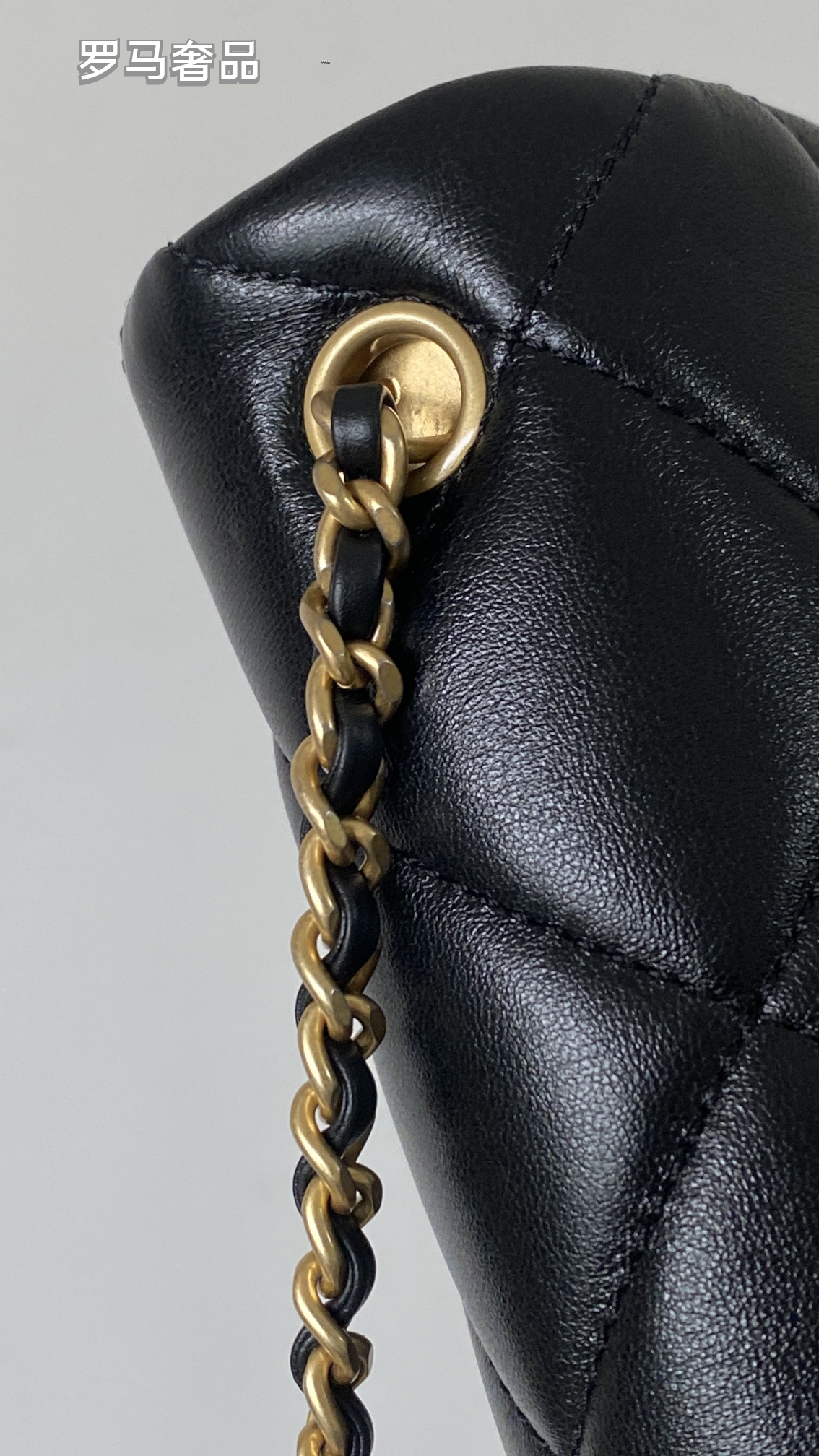 Chanel Quilted Lambskin Mini Flap Bag with Pearl Crush Chain - Black Gold Hardware