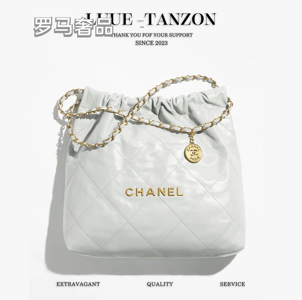 Chanel 22 Mini Handbag - White Quilted Leather with Gold-Tone Hardware