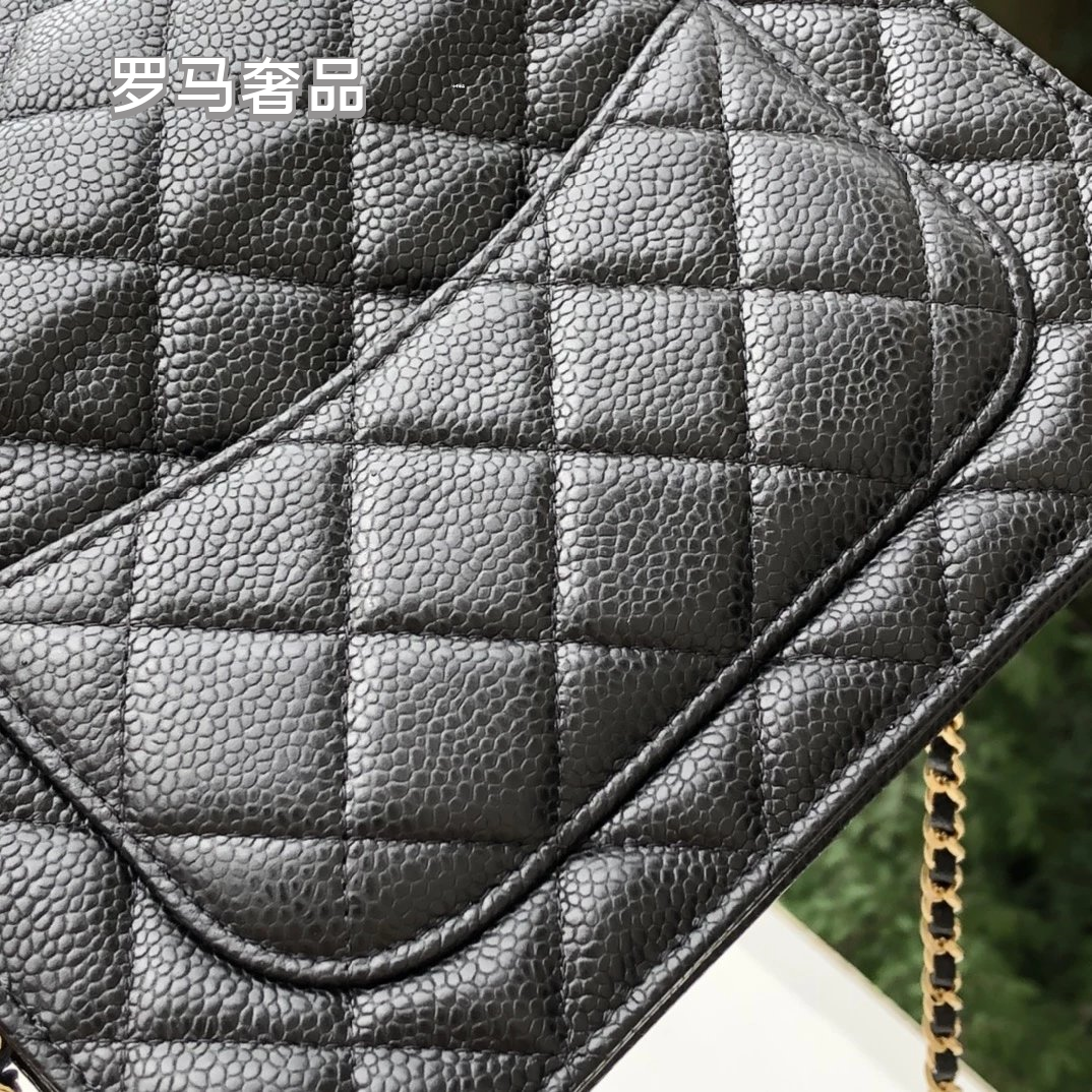Luxury Quilted Black Leather Mini Crossbody Bag with Silver Chain Strap