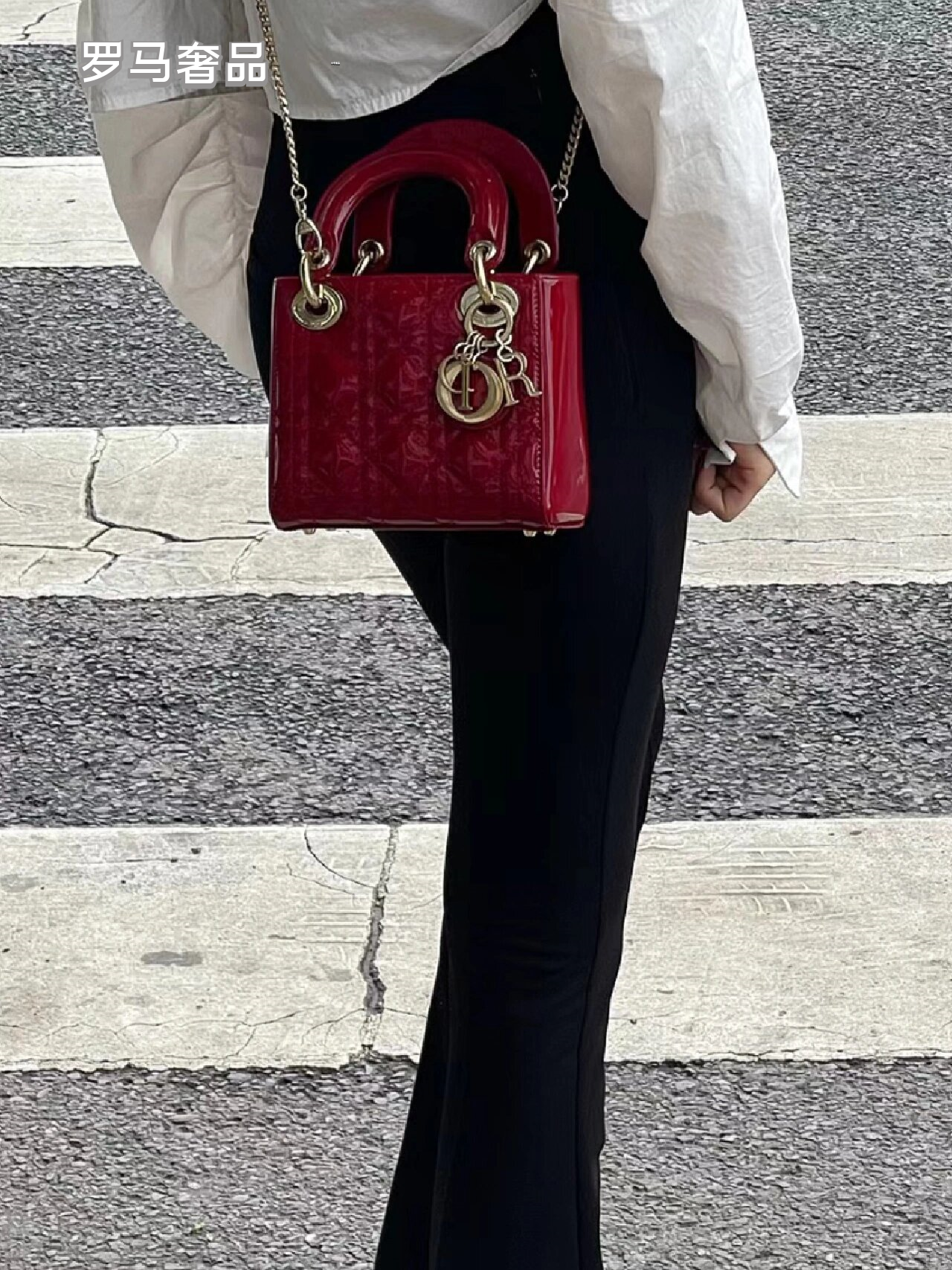 Christian Dior Micro Lady Dior Bag - Red Cannage Patent Calfskin with Gold-Finish Metal