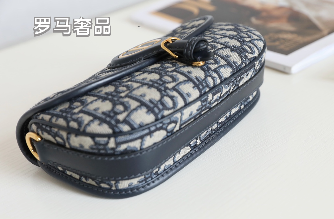 Christian Dior Bobby Bag Blue Dior Oblique Jacquard Canvas Shoulder Bag