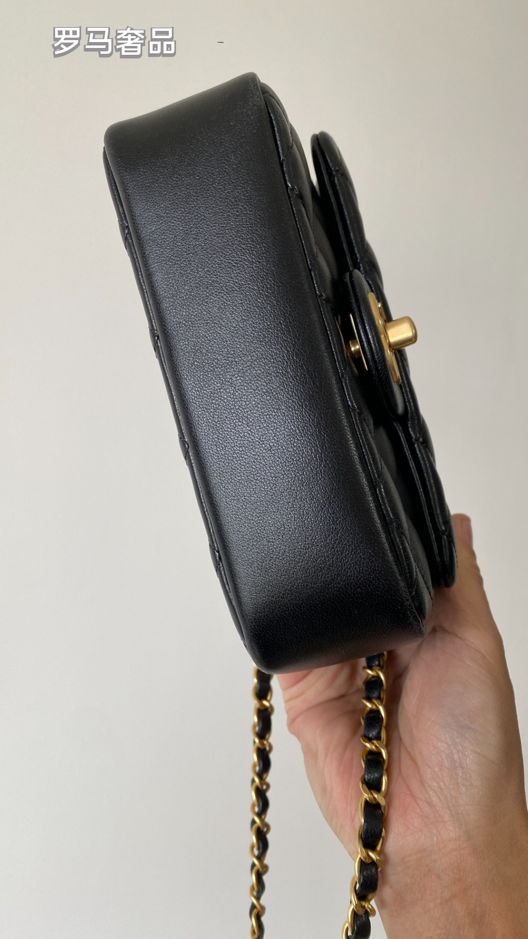Chanel Quilted Mini Flap Bag with Pearl and Chain Strap, Black Lambskin
