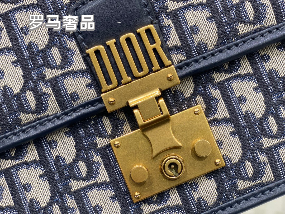 Dior Vintage Monogram Jacquard Flap Shoulder Bag with Gold Hardware
