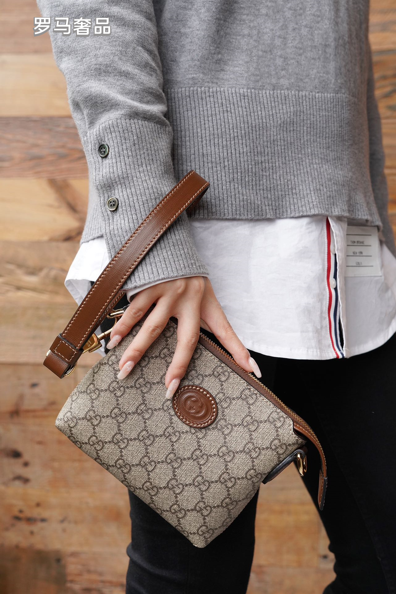 Gucci Classic Monogram Pattern Mini Crossbody Bag with Leather Strap