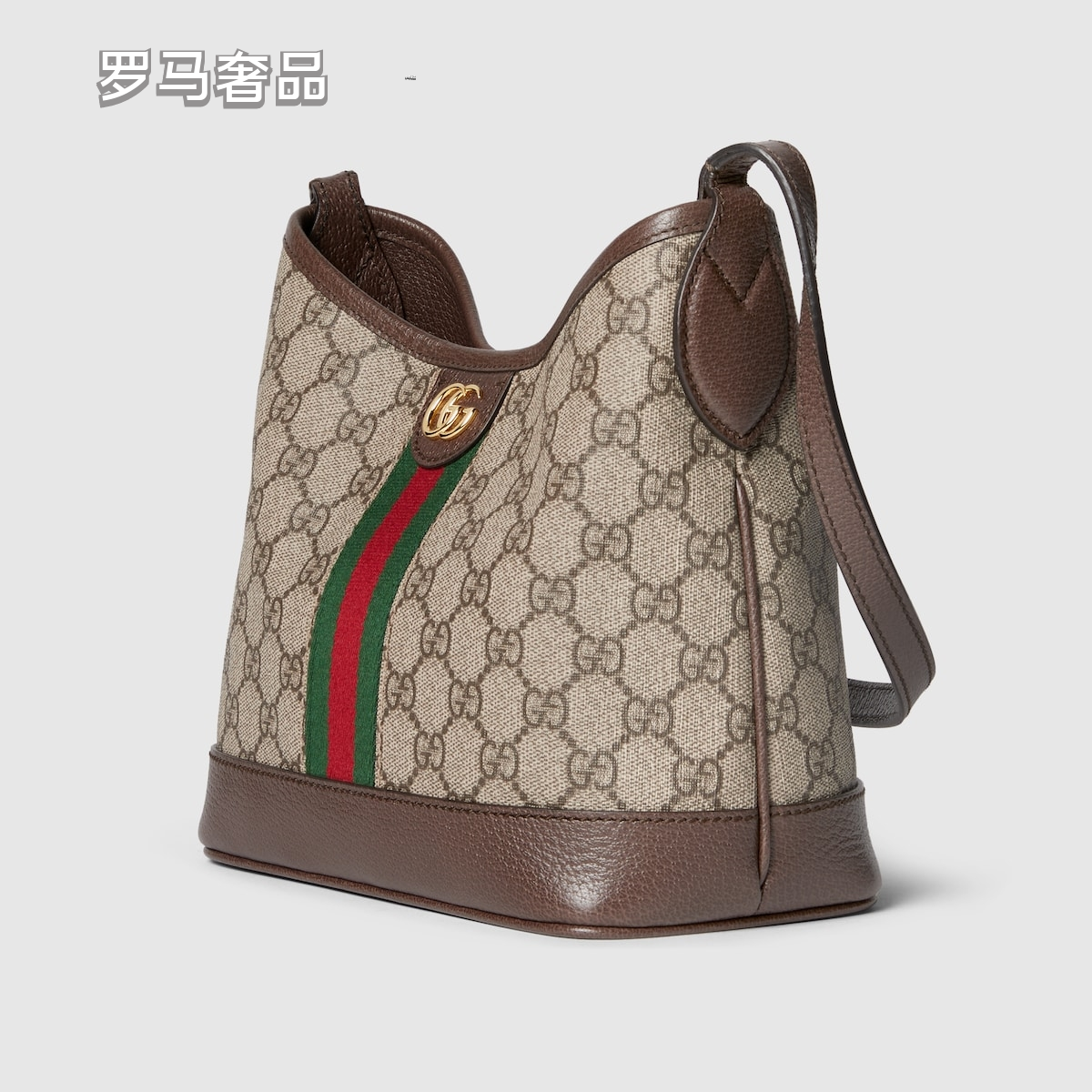 Gucci Vintage Monogram Canvas Hobo Shoulder Bag with Web Stripe