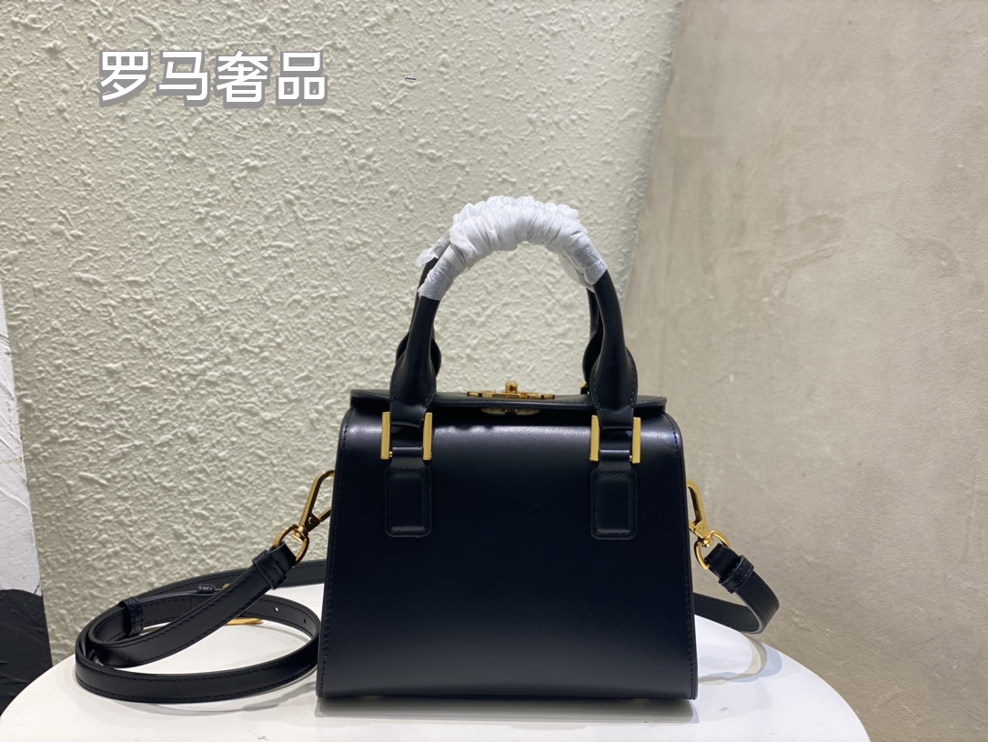 Dior Vintage Blue Monogram Canvas Top Handle Crossbody Handbag