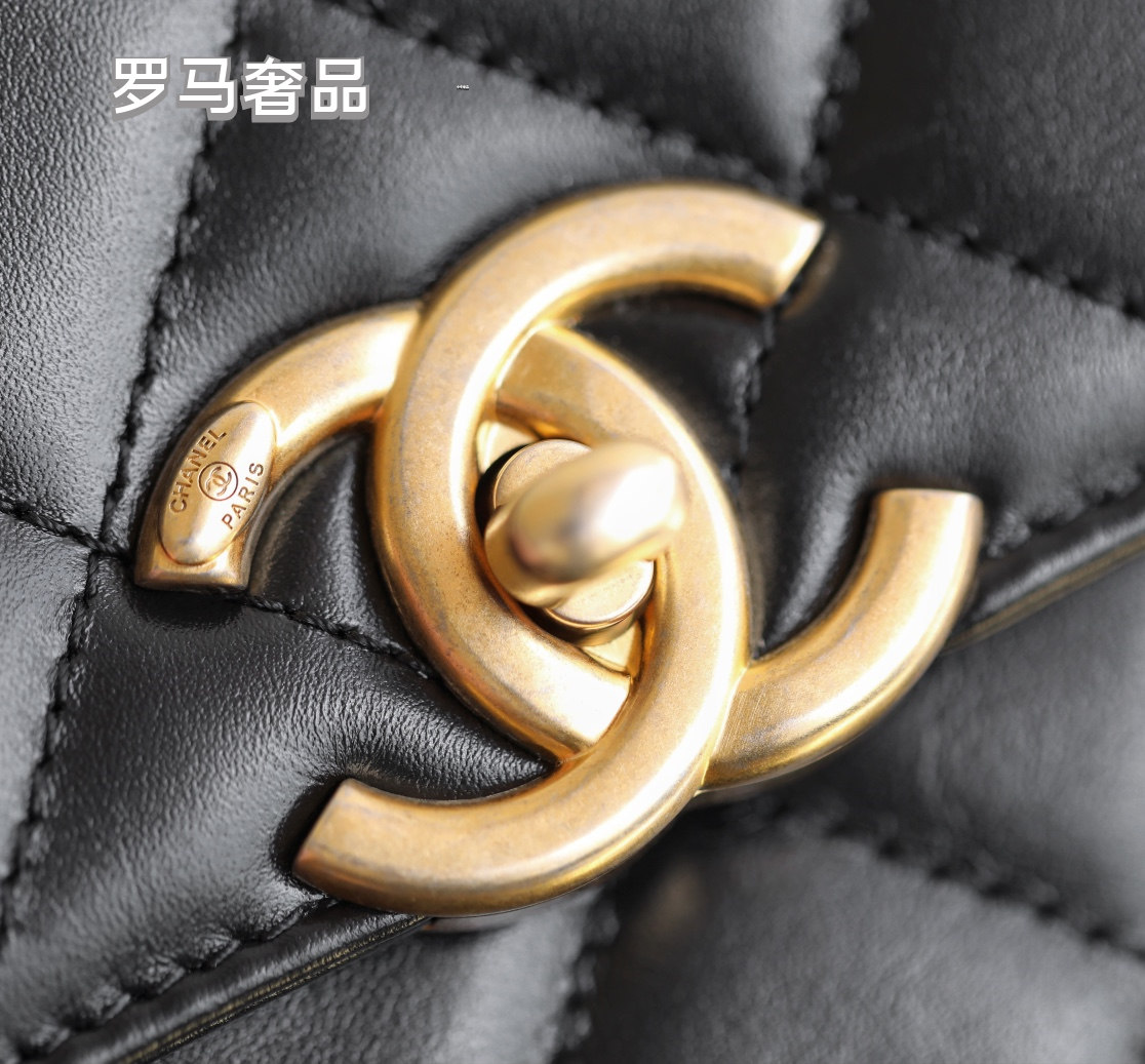 Chanel Black Quilted Lambskin Mini Flap Bag with Gold-Tone Hardware
