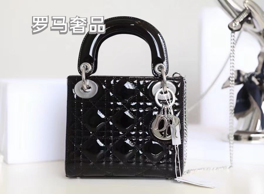 Lady Dior Micro Bag Black Cannage Patent Calfskin