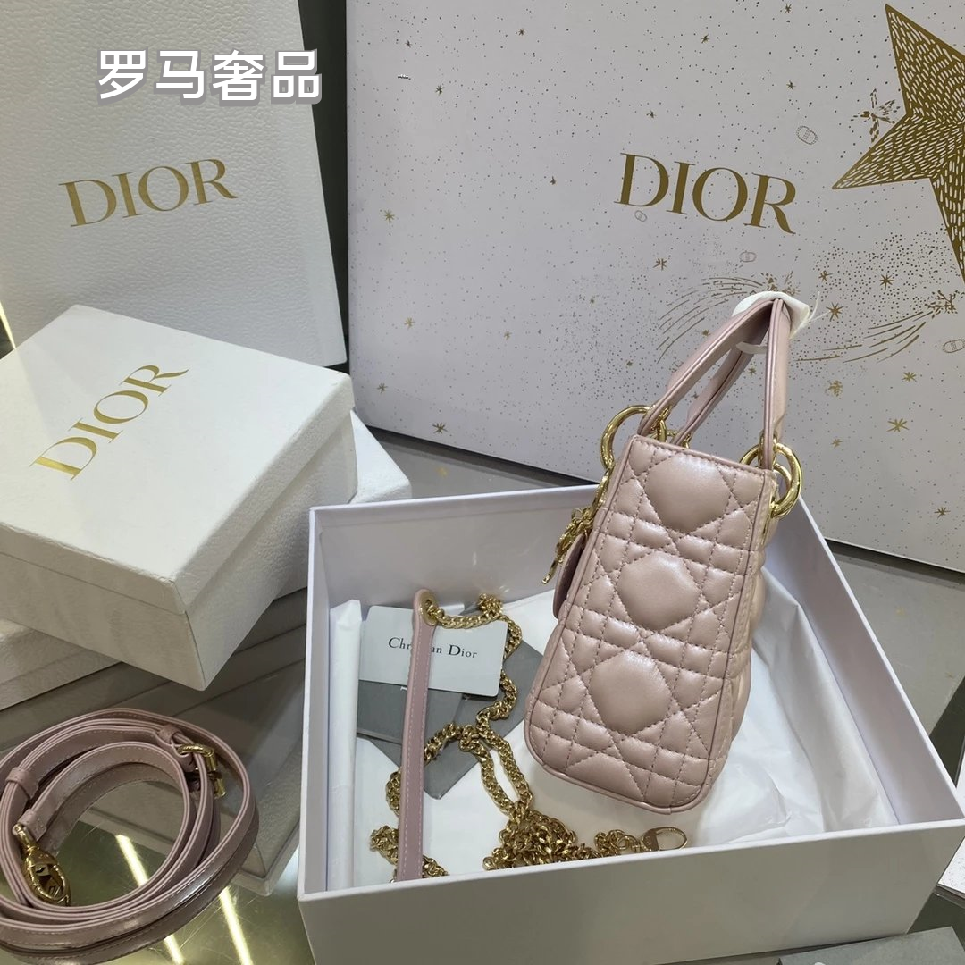 Christian Dior Lady Dior Mini Bag White Cannage Lambskin with Silver-Tone Hardware