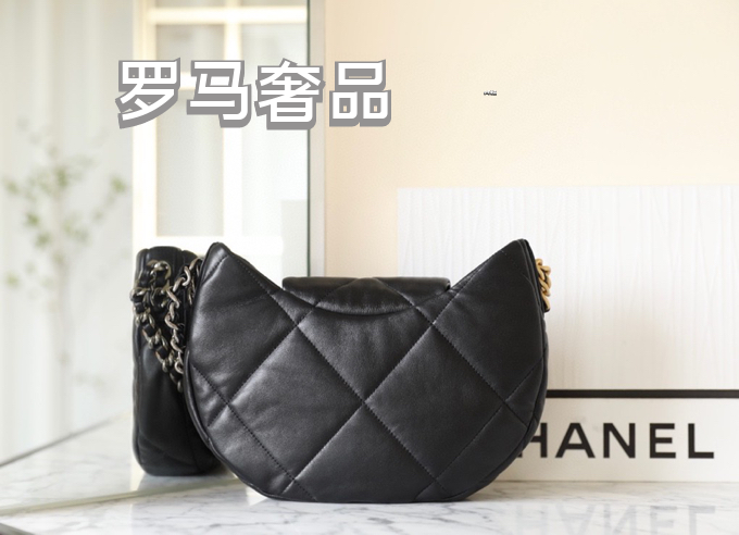 Chanel 19 Large Hobo Bag - Black Quilted Lambskin Leather with Gold-Tone Hardware