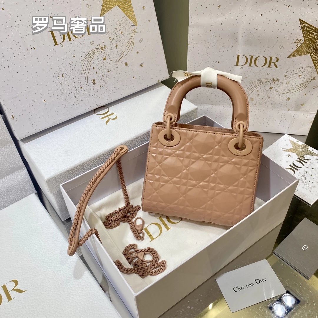 Christian Dior Micro Lady Dior Bag Beige Cannage Lambskin