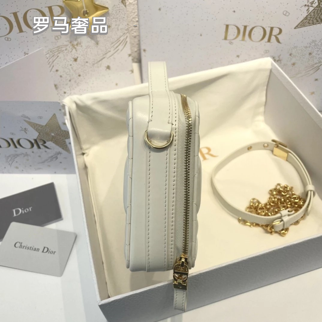 Dior Luxury Quilted Leather Vanity Case Travel Cosmetic Makeup Bag
