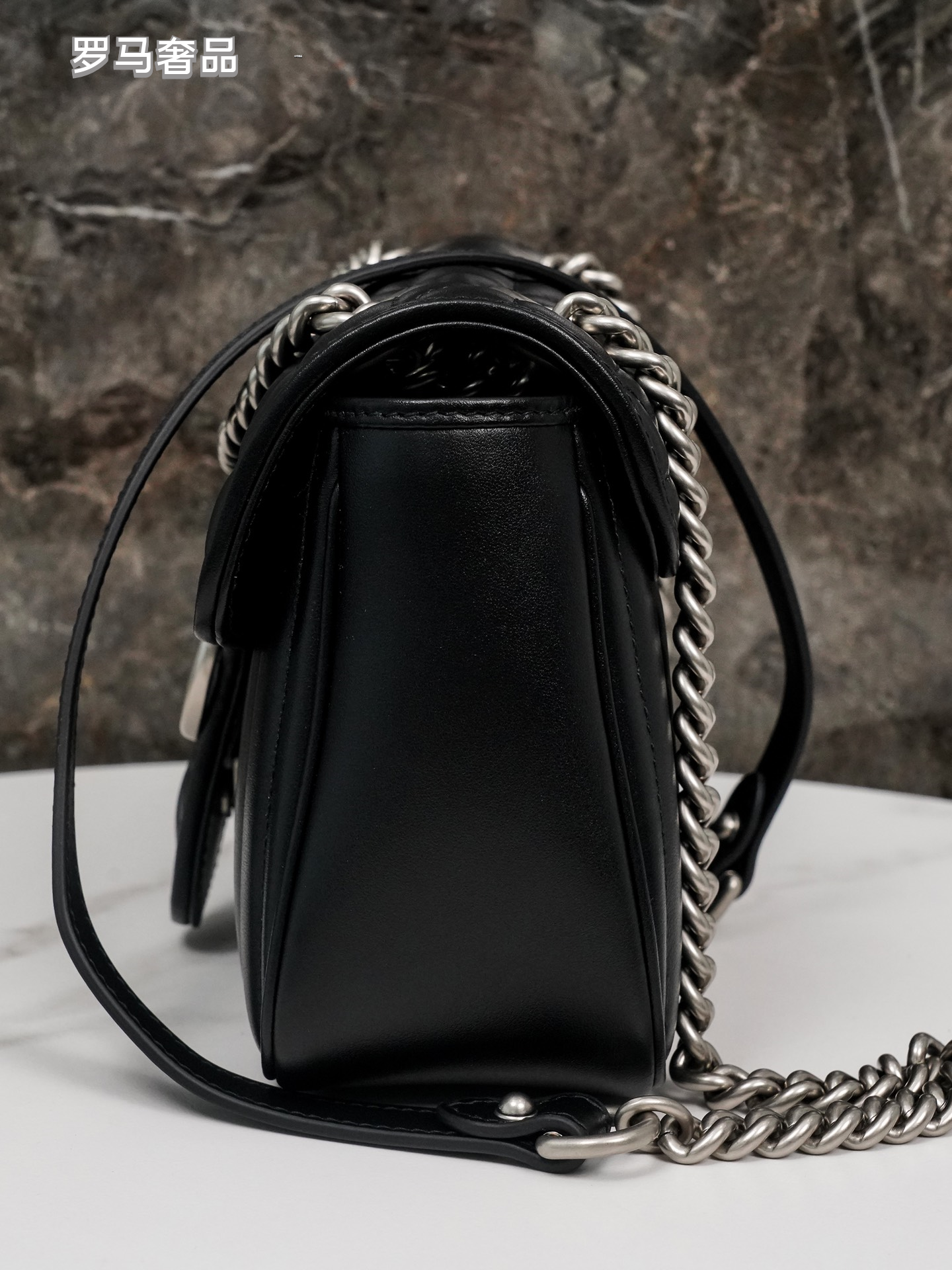 Gucci GG Marmont Small Matelassé Shoulder Bag - Black Leather with Silver Hardware