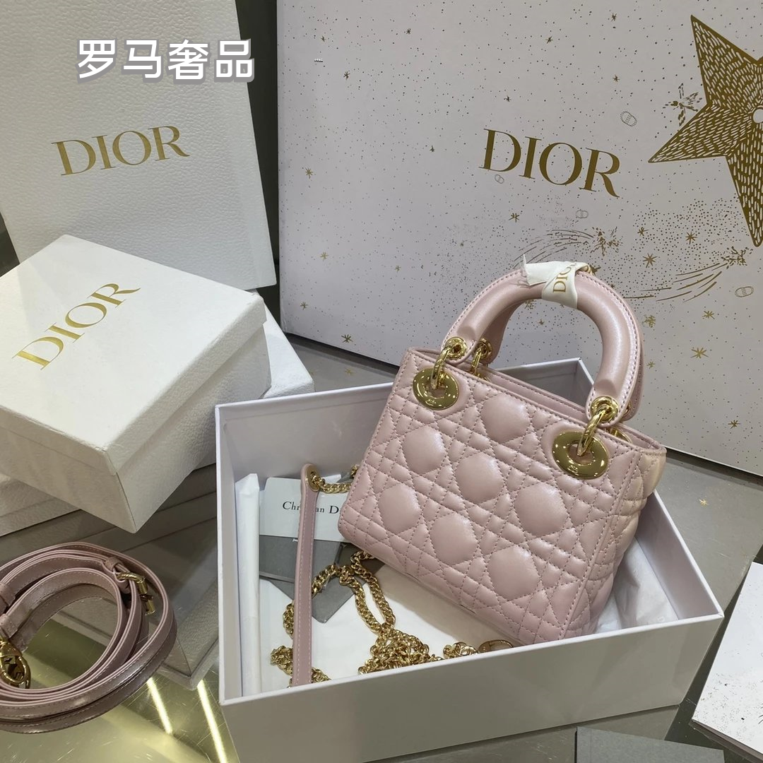 Dior Classic White Quilted Leather Mini Top Handle Bag with Silver Hardware