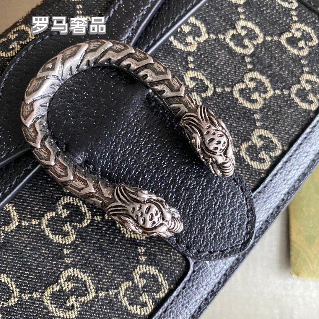 Gucci Dionysus Small GG Supreme Canvas Shoulder Bag - Blue Leather
