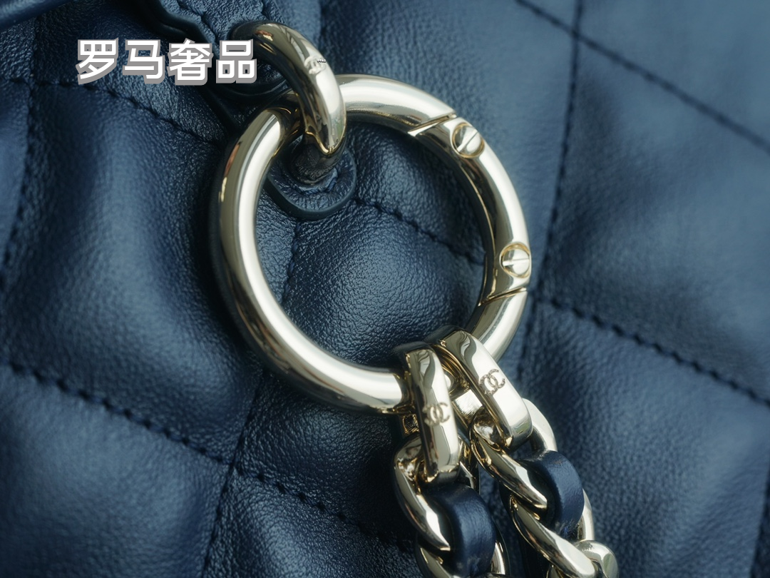 Chanel Navy Quilted Lambskin Leather Backpack with Silver-Tone Hardware
