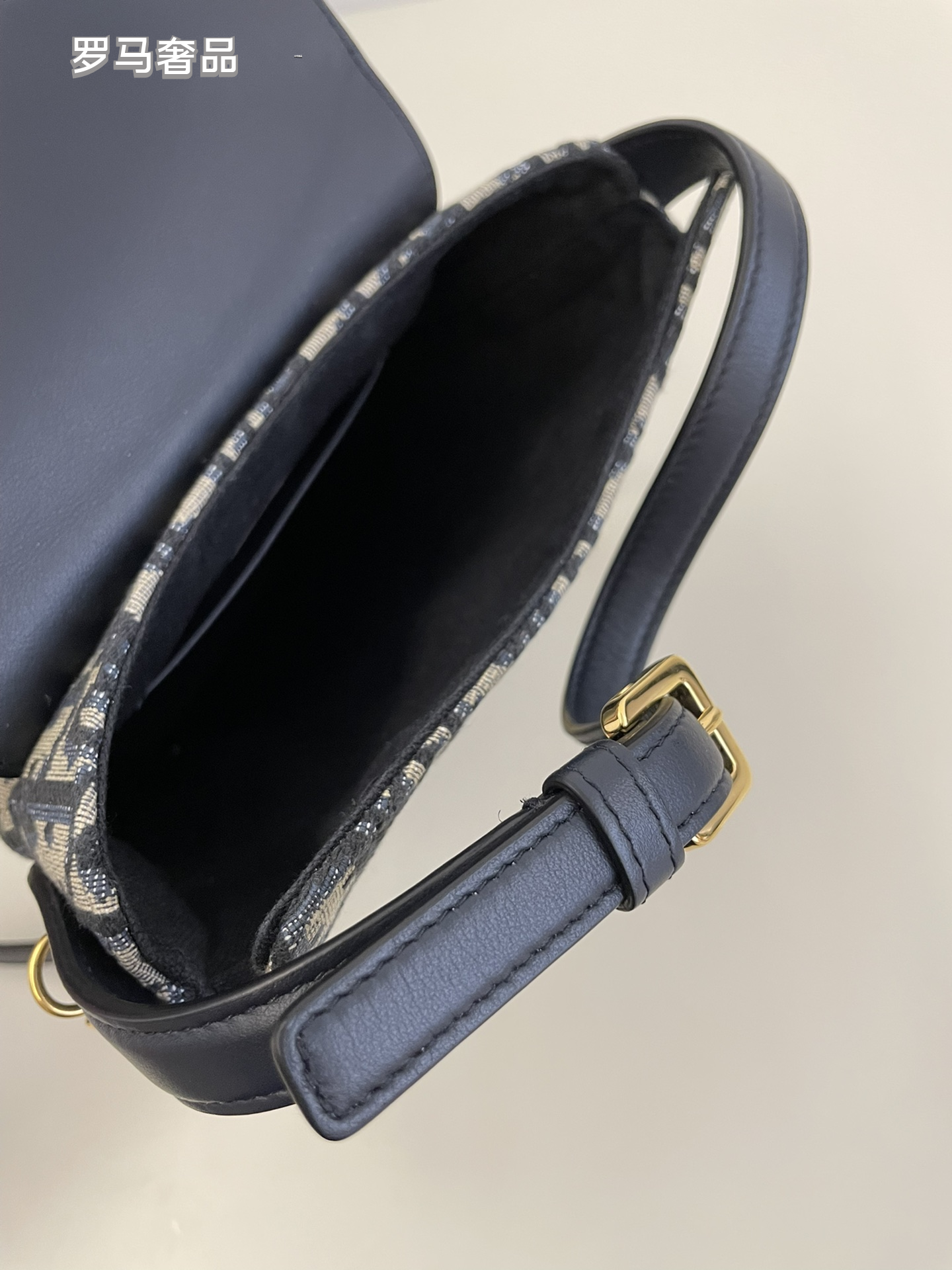 Dior Blue Monogram Jacquard Canvas Bucket Bag with Gold Hardware