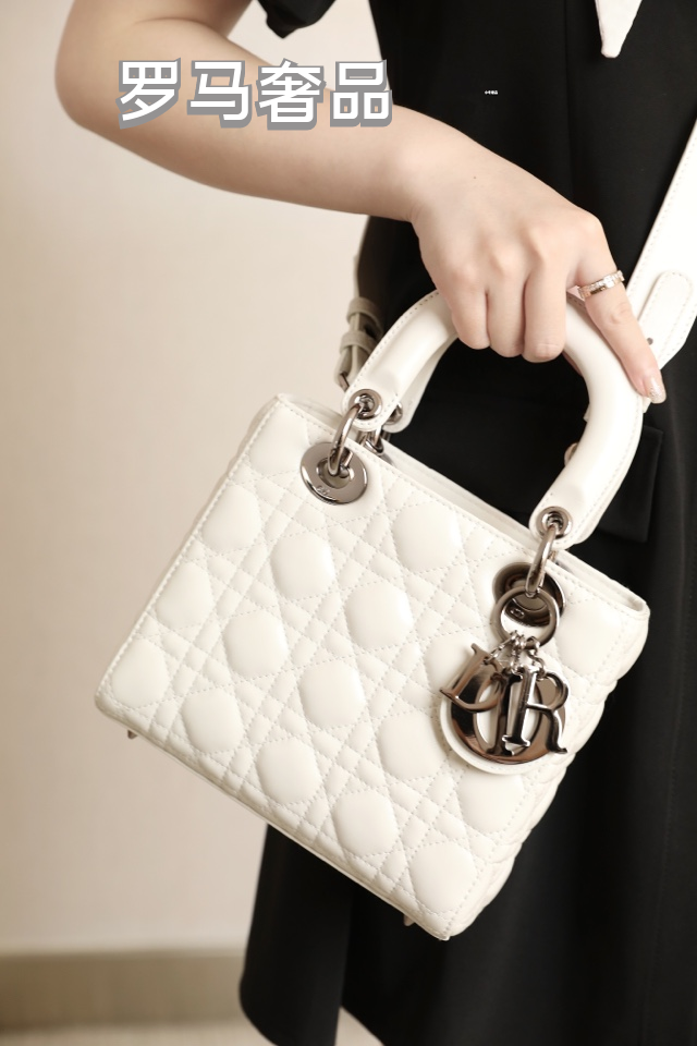 Lady Dior My ABCDIOR Small Handbag in Light Gray Cannage Lambskin