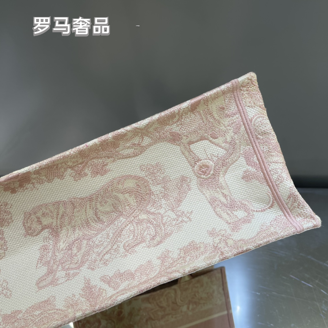 Christian Dior Small Book Tote Bag - Pink Toile de Jouy Embroidery