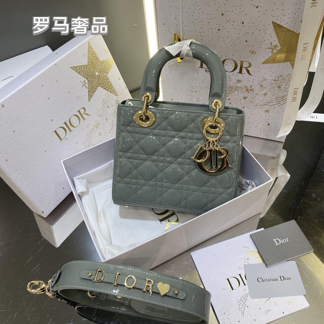 Lady Dior My ABCDIOR Small Handbag in Light Gray Cannage Lambskin