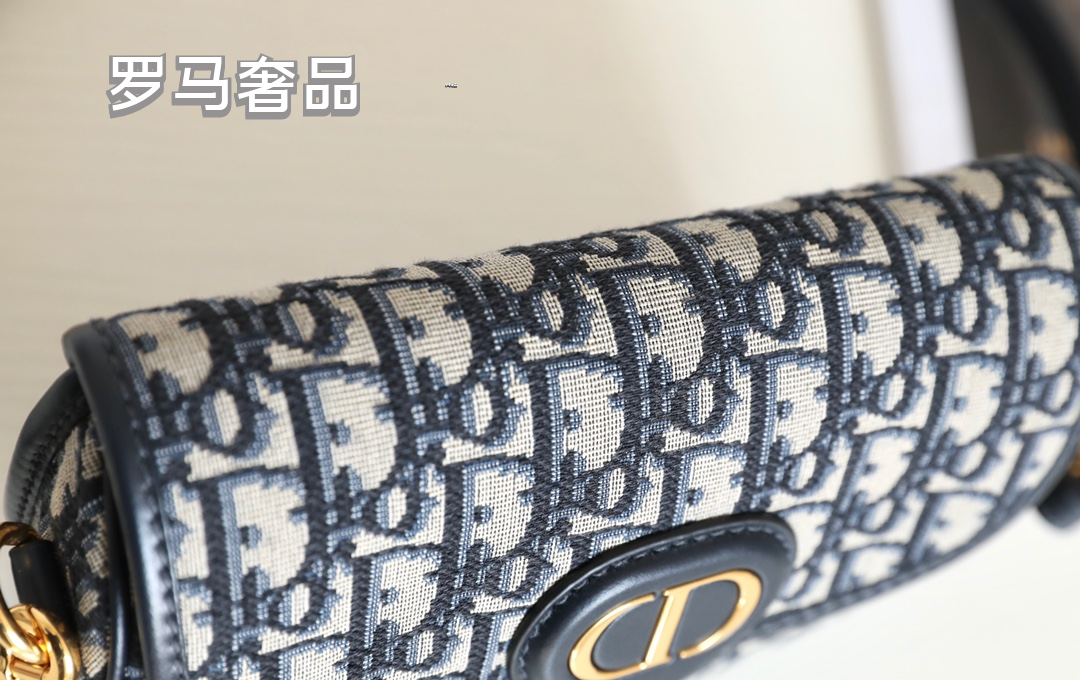 Christian Dior Bobby Bag Blue Dior Oblique Jacquard Canvas Shoulder Bag