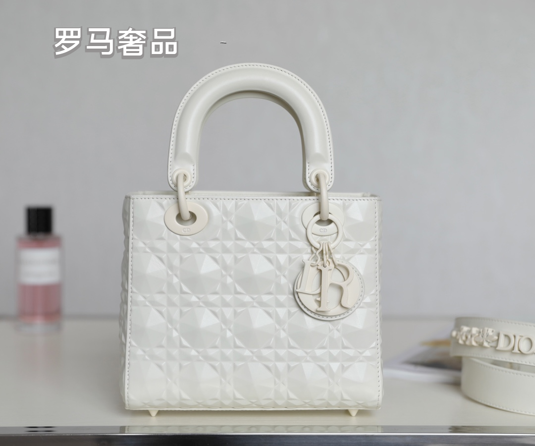 Lady Dior My ABCDIOR Small Handbag in Light Gray Cannage Lambskin